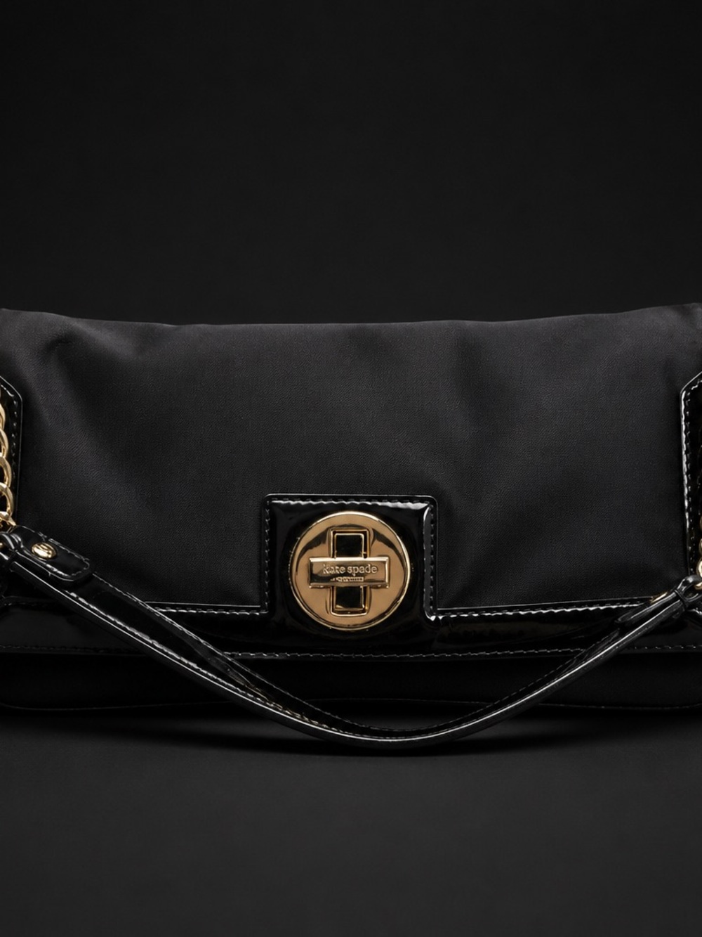 kate spade Black Clutch with Gold-Tone Turn Lock